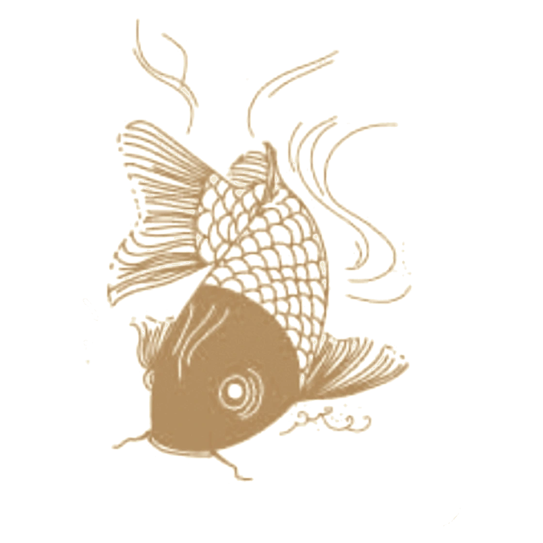 A koi carp painted in ink — the mascot of LKTFS, a Chinese cultural experience brand